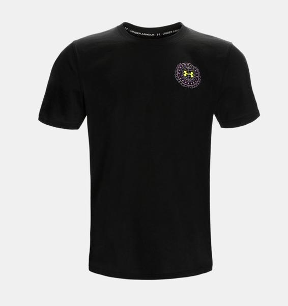 Siyah Erkek UA Alma Mater Crest Kısa Kollu