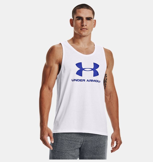 Erkek UA Sportstyle Logo Atlet Beyaz