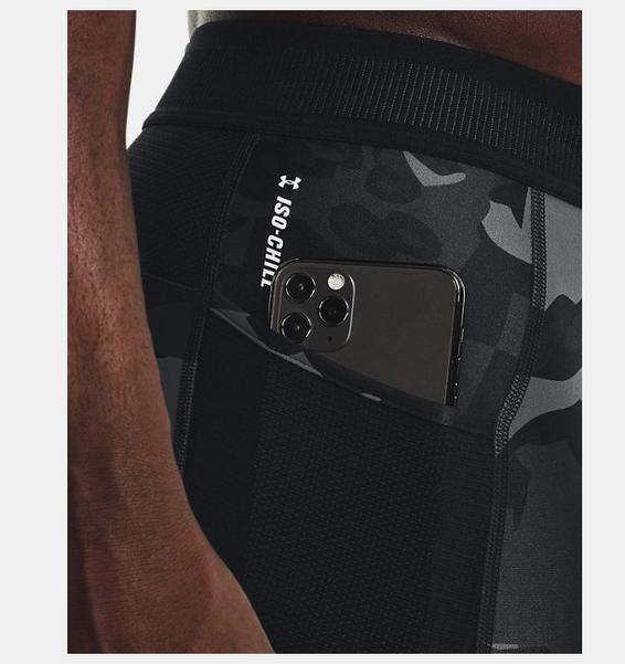 Siyah Erkek UA Serin Tutan Compression Baskılı Uzun Şort