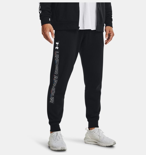 Erkek UA Rival Fleece Graphic Jogger Eşofman Altı Siyah