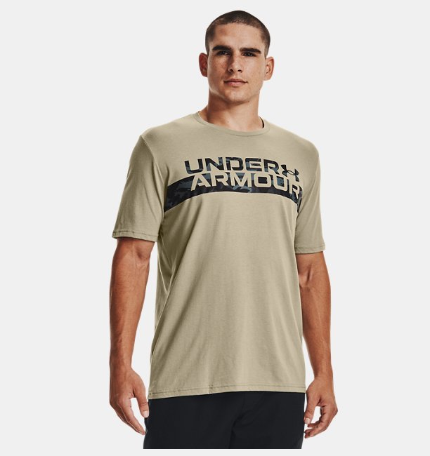 Erkek UA Camo Chest Stripe Kısa Kollu Haki