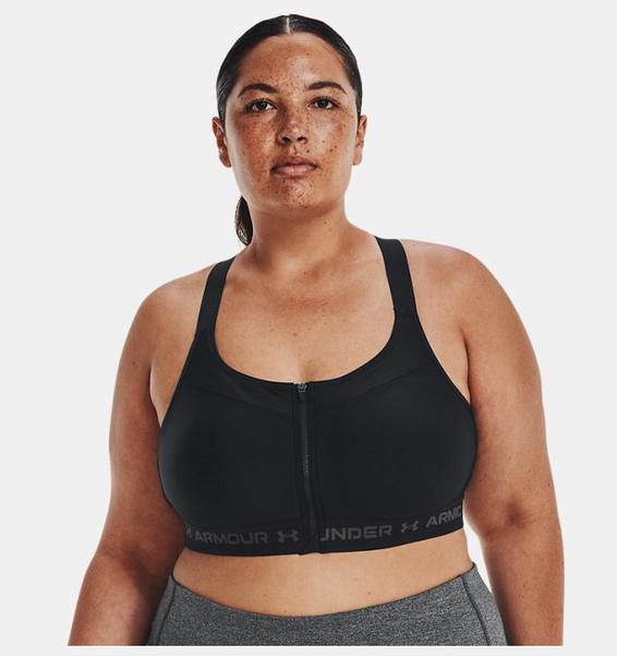 Siyah Kadın Armour® High Crossback Zip Spor Sütyeni