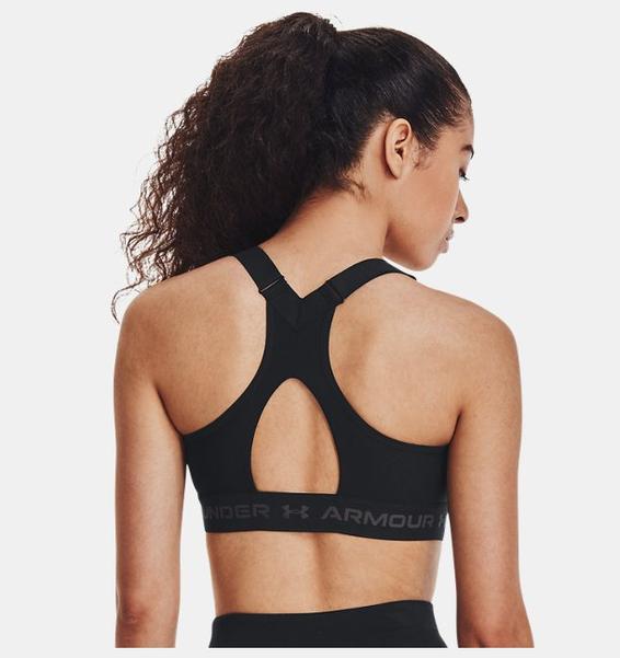 Siyah Kadın Armour® High Crossback Zip Spor Sütyeni