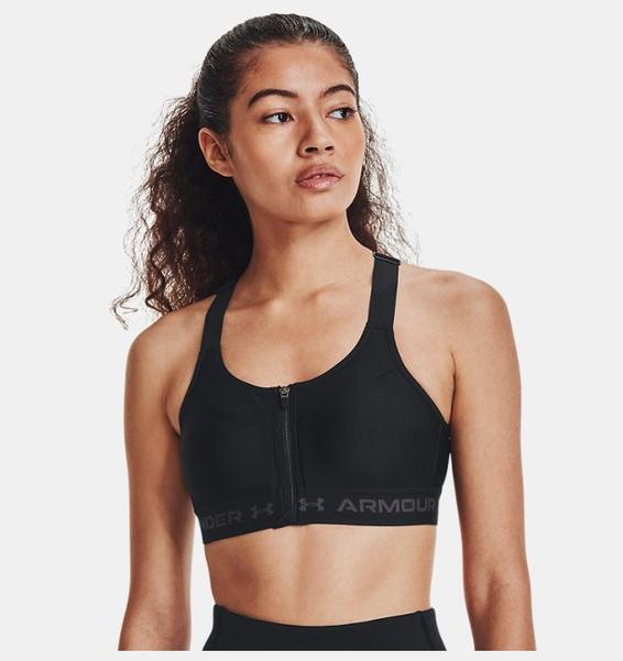 Siyah Kadın Armour® High Crossback Zip Spor Sütyeni