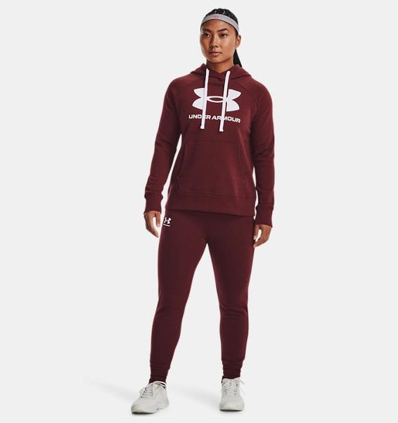 Bordo Kadın UA Rival Fleece Logo Kapüşonlu Üst