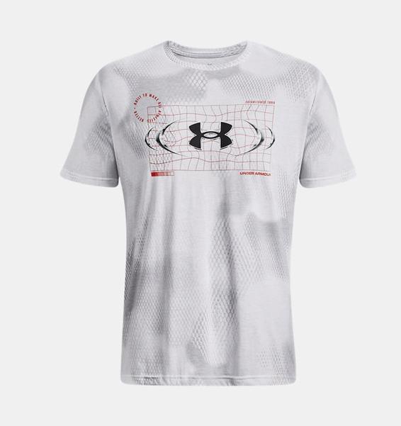 Beyaz Erkek UA Football All Over Baskılı Metal Logo Kısa Kollu