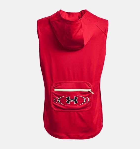 Kırmızı Erkek UA Mesh Sport Kolsuz Kapüşonlu Üst
