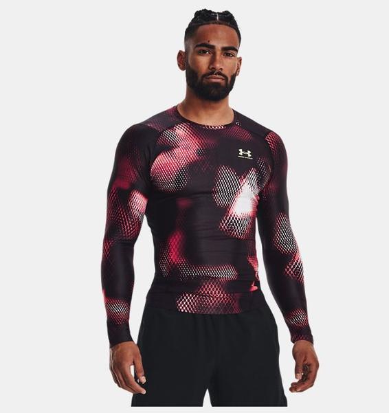 Siyah Erkek UA Serin Tutan Compression Baskılı Uzun Kollu