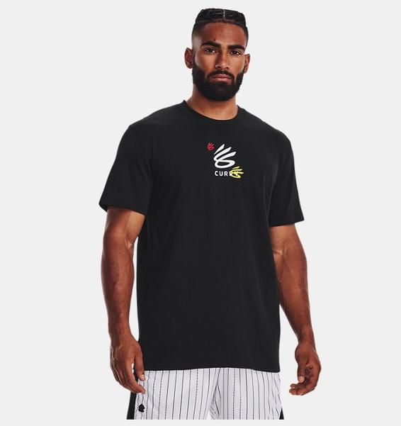 Siyah Erkek UA Curry 3's Hvyweight Kısa Kollu