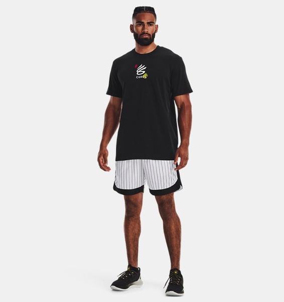 Siyah Erkek UA Curry 3's Hvyweight Kısa Kollu