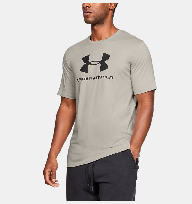 Erkek UA Sportstyle Logo Kısa Kollu Gri