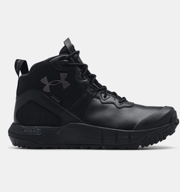 Erkek UA Micro G® Valsetz Mid Leather Waterproof Tactical Bot Siyah