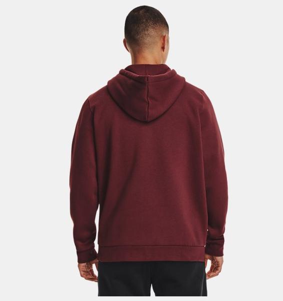 Bordo Erkek UA Essential Fleece Tam Boy Fermuarlı Kapüşonlu Üst