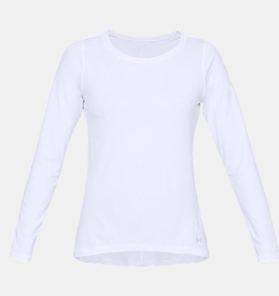 Beyaz Kadın HeatGear® Armour Uzun Kollu