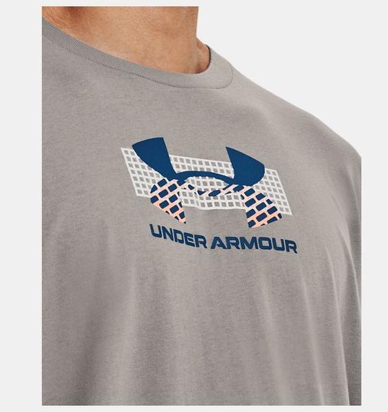 Gri Erkek UA Grid Geometric Logo Uzun Kollu