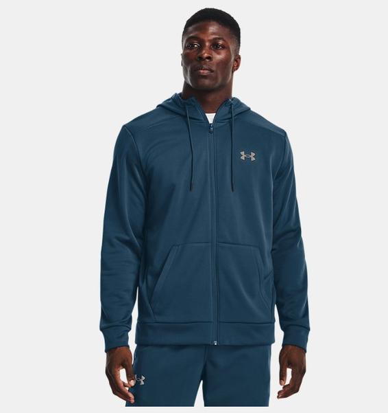Mavi Erkek Armour Fleece® Tam Boy Fermuarlı Kapüşonlu Üst