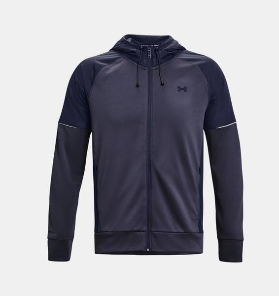 Lacivert Erkek Armour Fleece® Storm Tam Boy Fermuarlı Kapüşonlu Üst