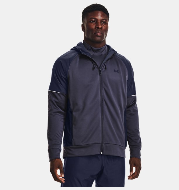 Erkek Armour Fleece® Storm Tam Boy Fermuarlı Kapüşonlu Üst Lacivert