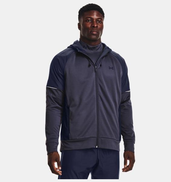Lacivert Erkek Armour Fleece® Storm Tam Boy Fermuarlı Kapüşonlu Üst