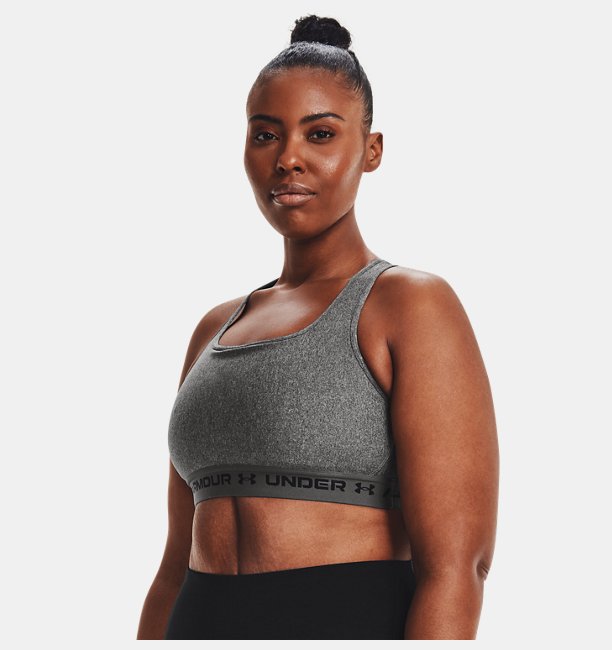 Kadın Armour® Mid Crossback Heather Spor Sütyeni Gri