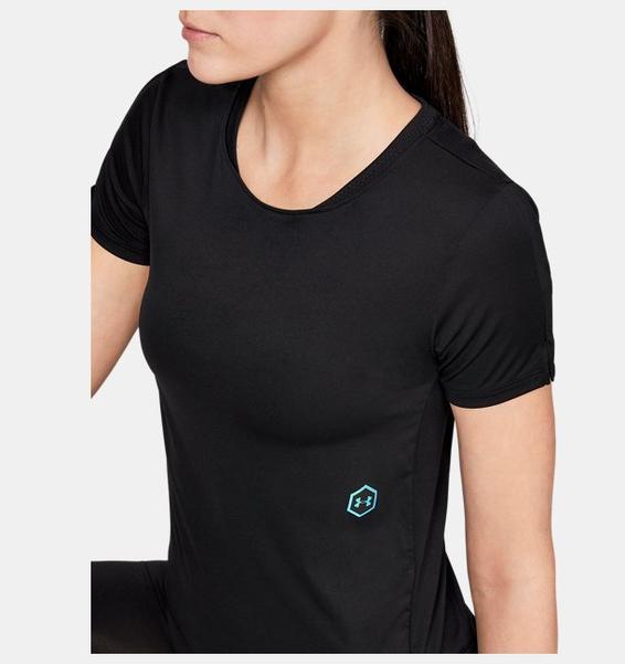 Siyah Kadın UA RUSH™ Run HeatGear® Kısa Kollu