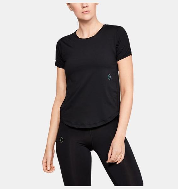 Siyah Kadın UA RUSH™ Run HeatGear® Kısa Kollu