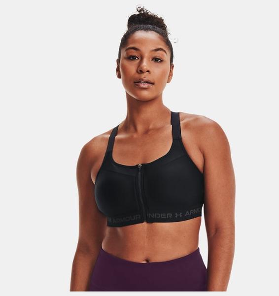 Siyah Kadın Armour® High Crossback Zip Spor Sütyeni