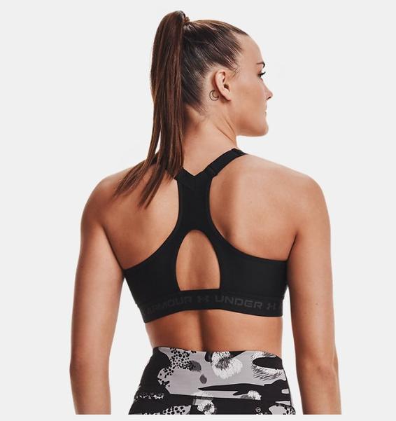 Siyah Kadın Armour® High Crossback Zip Spor Sütyeni