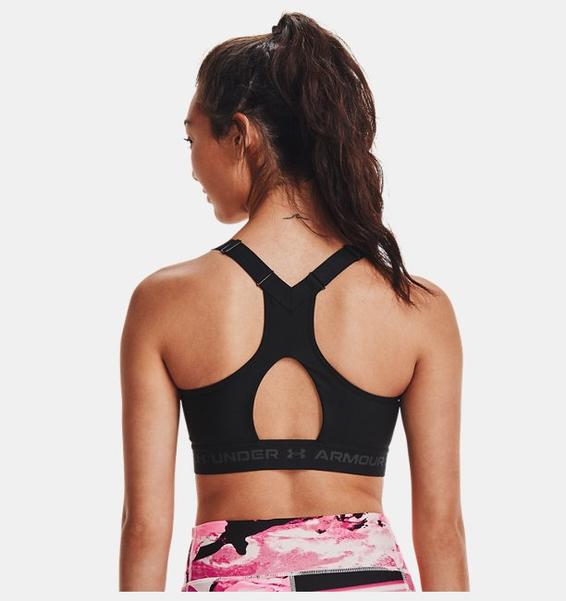 Siyah Kadın Armour® High Crossback Zip Spor Sütyeni