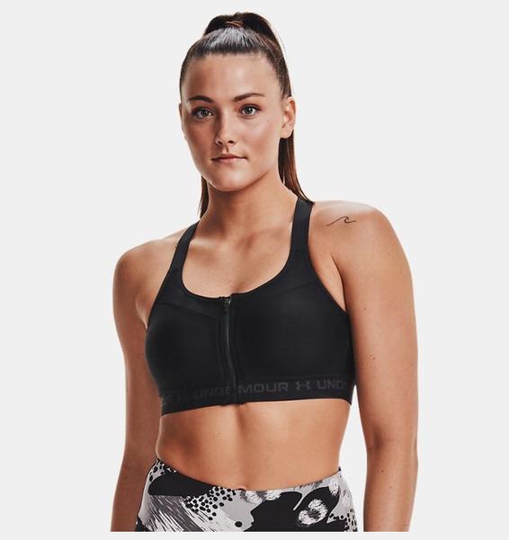 Siyah Kadın Armour® High Crossback Zip Spor Sütyeni