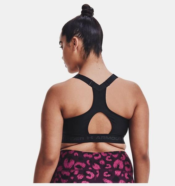 Siyah Kadın Armour® High Crossback Zip Spor Sütyeni