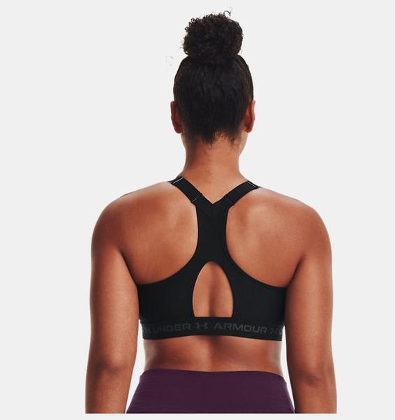 Siyah Kadın Armour® High Crossback Zip Spor Sütyeni