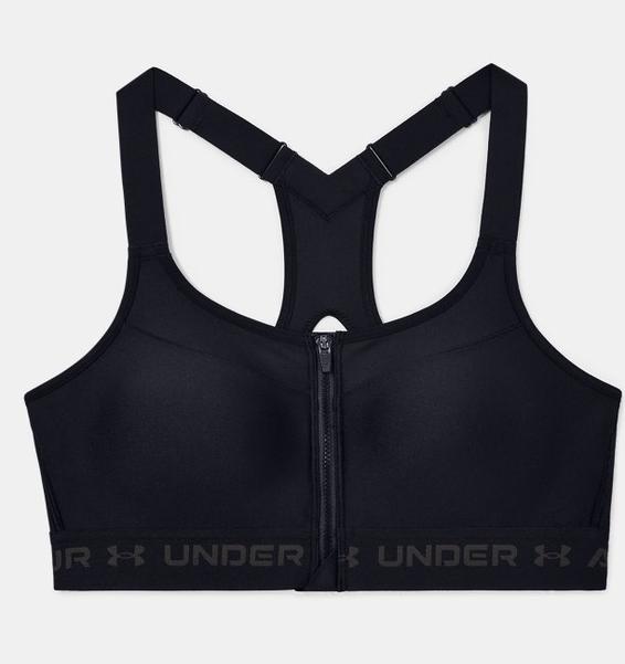 Siyah Kadın Armour® High Crossback Zip Spor Sütyeni