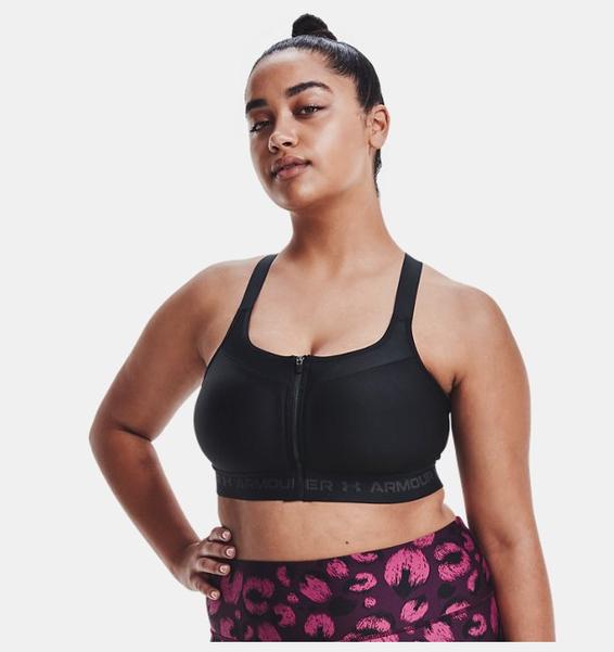 Siyah Kadın Armour® High Crossback Zip Spor Sütyeni