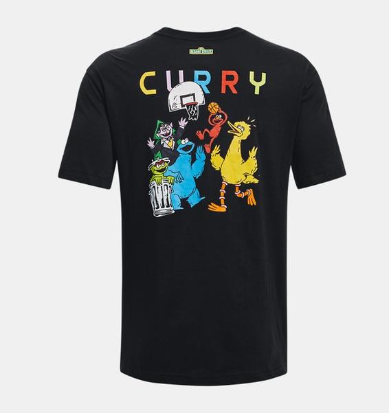 Siyah Erkek Curry Sesame Street Graphic Tişört