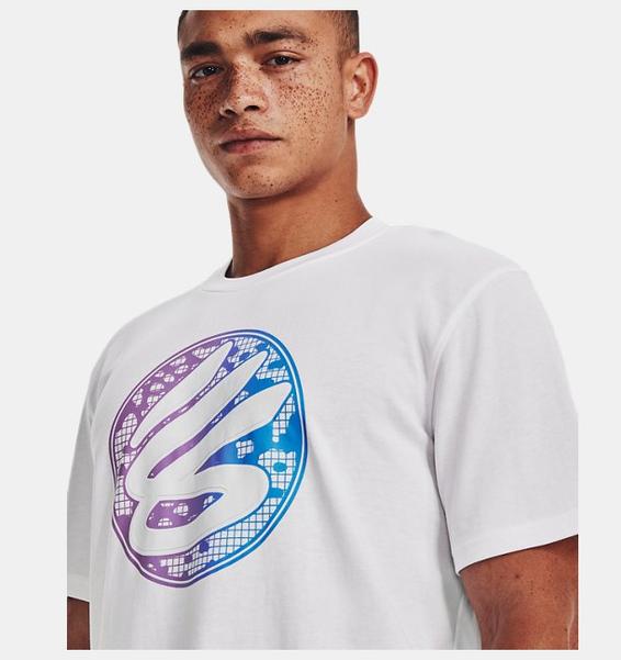 Beyaz Erkek UA Curry Gradient Hvyweight Kısa Kollu