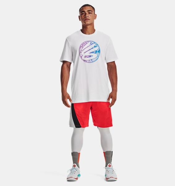 Beyaz Erkek UA Curry Gradient Hvyweight Kısa Kollu