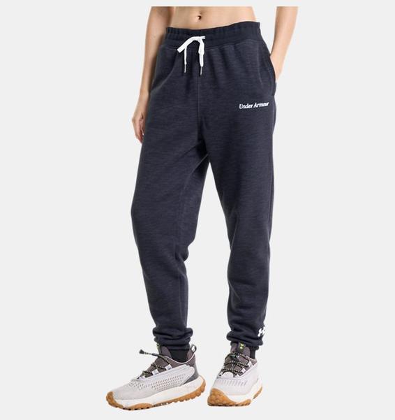 Siyah Kadın UA Essential Fleece Baskılı Eşofman Altı