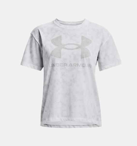 Beyaz Kadın UA Logo Baskılı Heavyweight Kısa Kollu