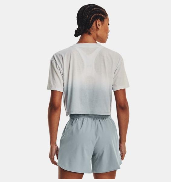 Gri Kadın UA Branded Dip Dye Crop Kısa Kollu
