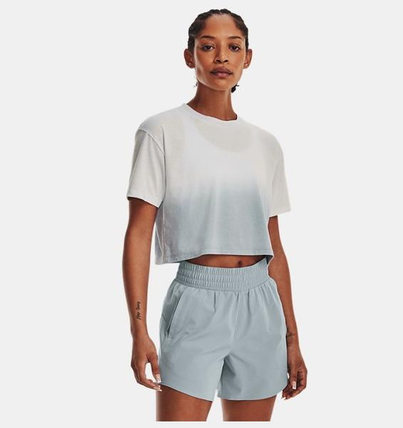 Gri Kadın UA Branded Dip Dye Crop Kısa Kollu