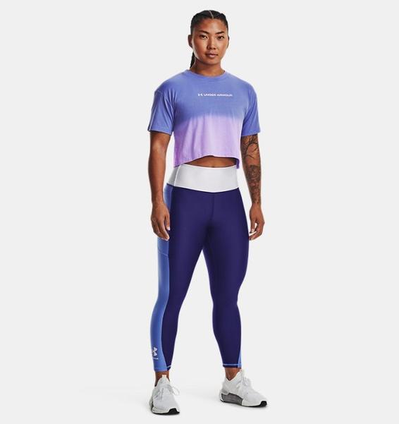 Mavi Kadın UA Branded Dip Dye Crop Kısa Kollu
