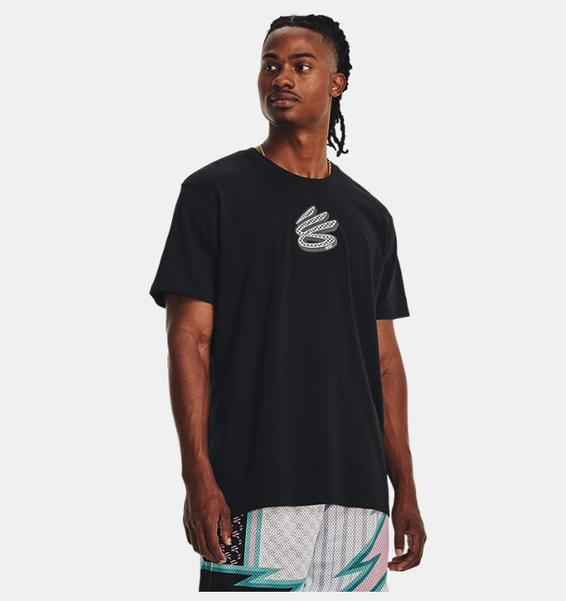 Siyah Erkek Curry Logo Heavyweight Kısa Kollu