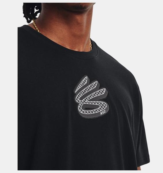 Siyah Erkek Curry Logo Heavyweight Kısa Kollu