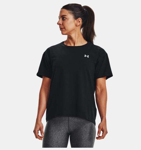Siyah Kadın UA Essential Cotton Stretch Tişört