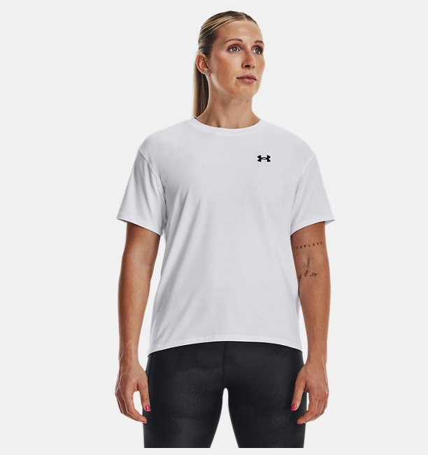Kadın UA Essential Cotton Stretch Tişört Beyaz