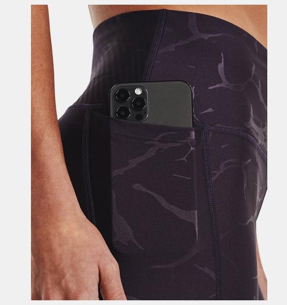 Mor Kadın HeatGear® No-Slip Waistband Baskılı Tayt