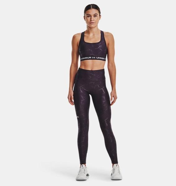 Mor Kadın HeatGear® No-Slip Waistband Baskılı Tayt