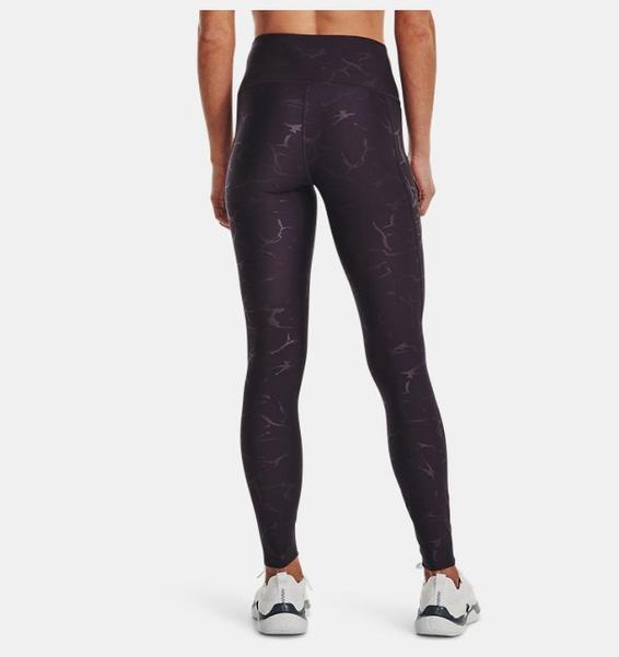 Mor Kadın HeatGear® No-Slip Waistband Baskılı Tayt