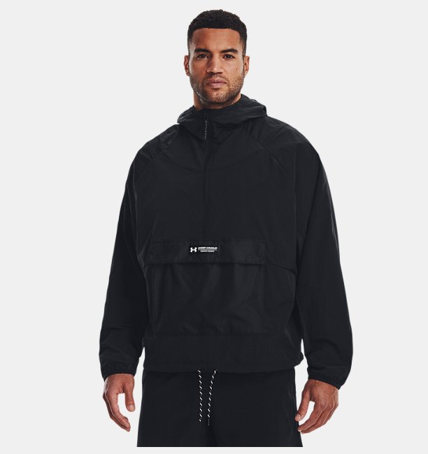 Erkek UA RUSH™ Dokuma ½ Fermuarlı Anorak Mont Siyah